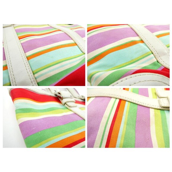 Coach Hampton Multicolor Striped Tote Bag F10705 - Picture 12 of 16